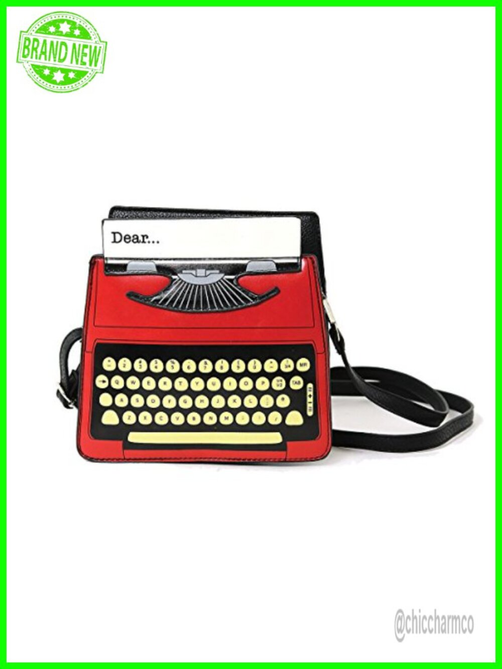 Vintage Typewriter Screen Print Vinyl Satchel Bag